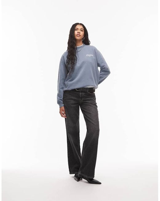 AllSaints Blue Soleil Etta Logo Sweatshirt With Back Print