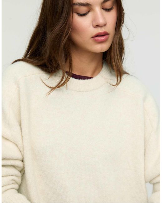 Stradivarius White – weicher basic-strickpullover