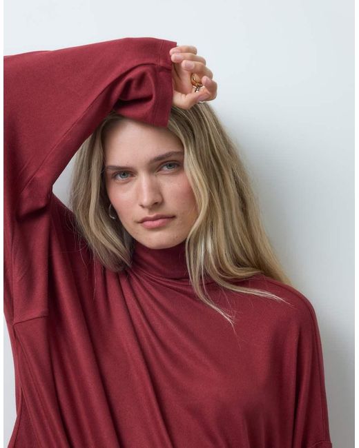 ASOS Yellow Drapey Batwing Turtle Neck Long Sleeve Top