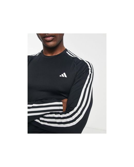 Adidas - training tech fit - t-shirt nera con le 3 strisce di Adidas Originals in Black da Uomo