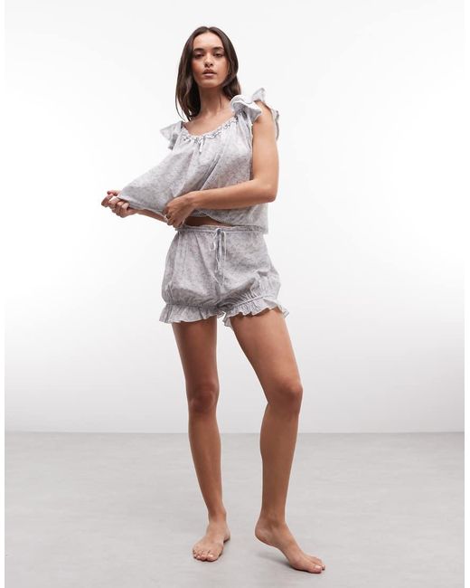 Daisy Street White Ruffled Bloomer Pajama Set