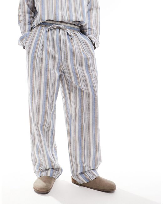 Reclaimed (vintage) Gray Textured Stripe Pull On Trouser Co-ord for men