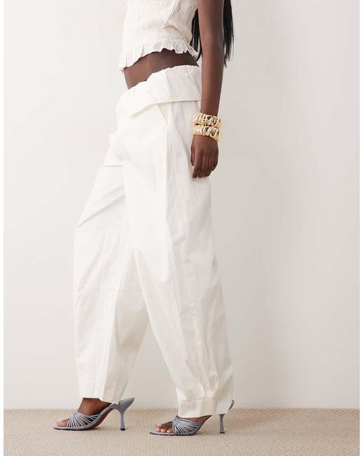 WeWoreWhat Natural Pull On Fold Over Pants