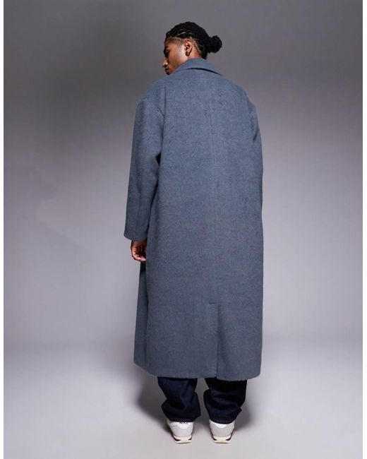 ASOS Blue Wool Look Over Coat for men