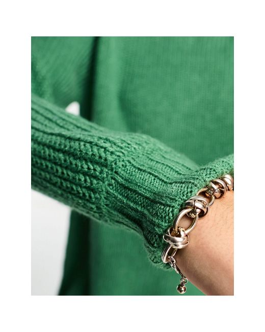 Vestito maglia corto accollato con maniche a palloncino di Noisy May in Green