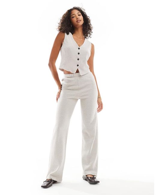 Pieces White Structured Jersey High Waisted Trouser Co-ord