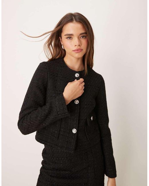 New Look Black Boucle Cropped Jacket Co-ord