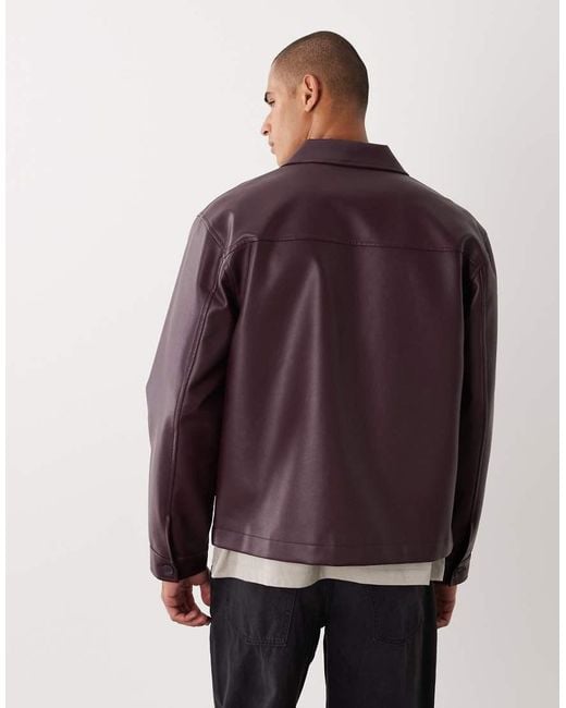 ASOS Purple Faux Leather Shacket for men