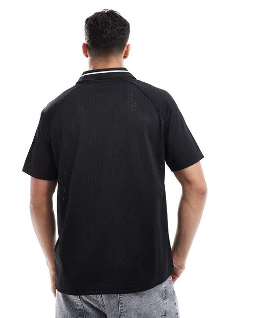 River Island Black Sport Polo Top for men