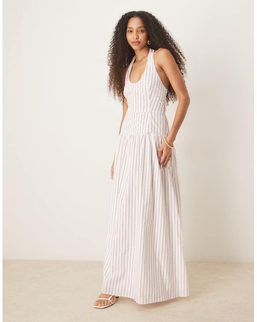 Glamorous Natural Drop Waist Halterneck Maxi Dress