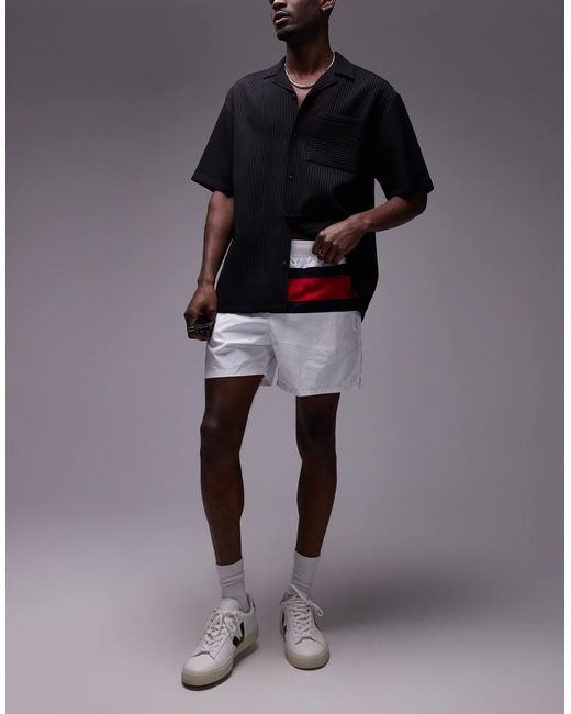 Tommy Hilfiger Gray Drawstring Large Flag Swim Shorts for men