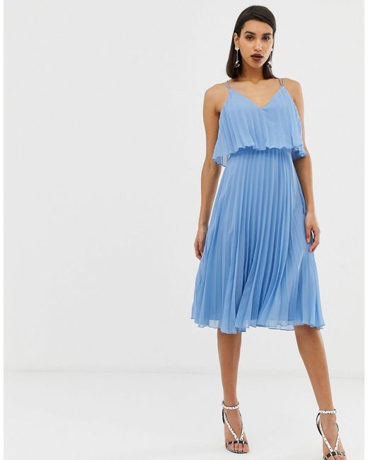 pleated crop top midi dress