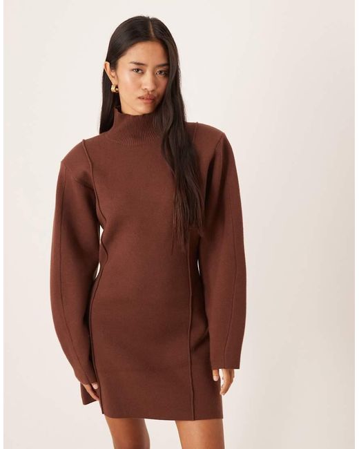 ASOS Brown Structured Waisted Mini Dress