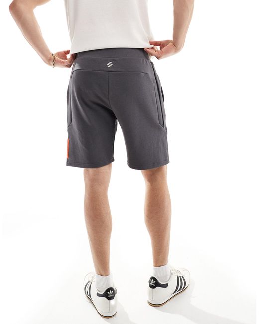 Superdry Gray Sport Tech Logo Tapered Shorts for men