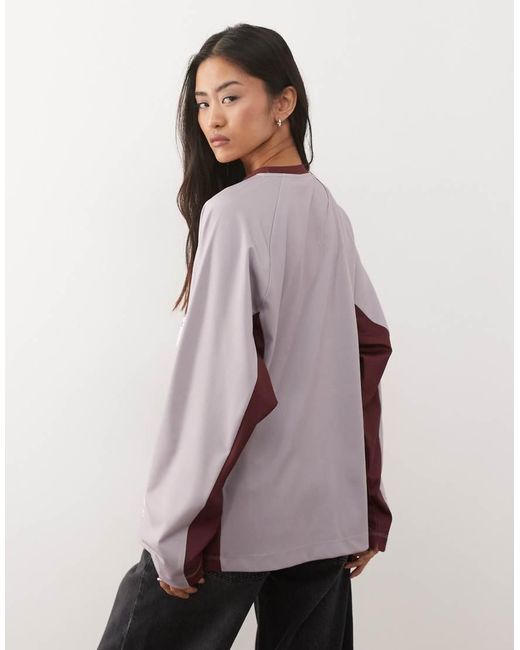 Collusion Natural Football Long Sleeve Tee With Number Graphic