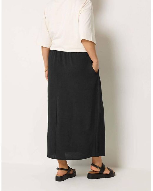 Yours Clothing Black Woven Midi Skirt