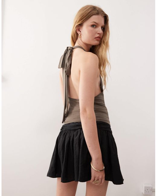 Weekday White Plunge Drape Front Halter Neck Top With Low Back