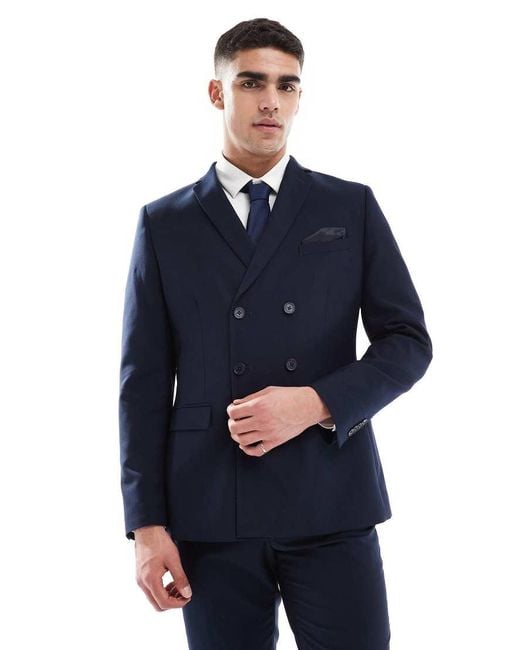 French Connection Blue French Connection Double Breasted Formal Suit Jacket for men