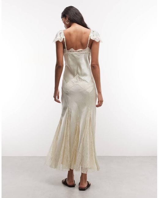 Reclaimed Vintage White Maxi Tea Dress With Lace Inserts