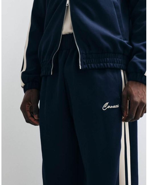 CERNUCCI Blue Relaxed Fit Track Pant With Side Taping Co-Ord for men