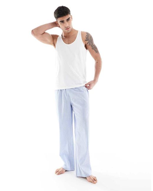 ASOS White Woven Stripe Lounge Bottoms for men