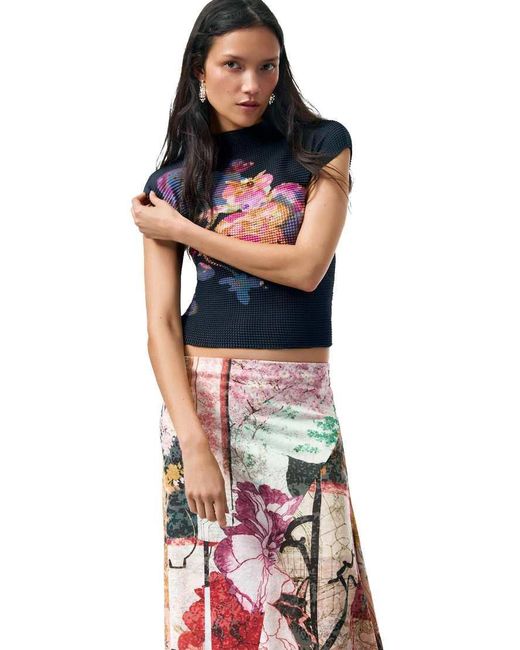 Desigual White Long Printed Skirt