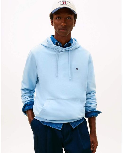 Tommy Hilfiger Blue Flag Embroidery Terry Drawstring Hoody for men