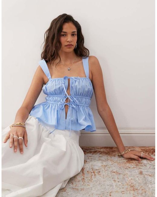 Collusion Blue Tie Detail Cami Top