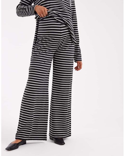 Mama.licious Blue Mamalicious Maternity Soft Jersey Wide Leg Trouser Co-ord