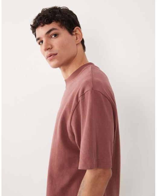 Threadbare Red Crew Neck Relaxed Fit T-shirt for men