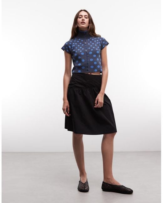 Reclaimed Vintage Blue Cotton Poplin Awkward Length Skirt