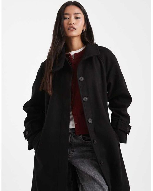 ASOS Blue Funnel Neck Longline Formal Trench Coat