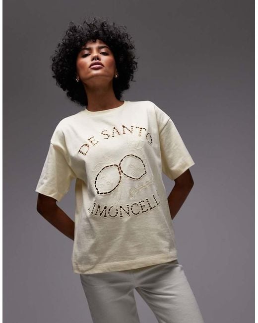 TOPSHOP Gray Cutwork Limoncello Oversized Tee