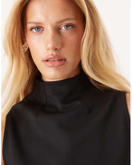 ASOS Black Interlock Grown On Neck Top