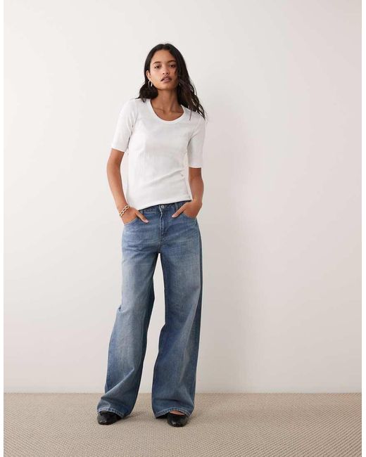ARKET White Scoop Neck Wide Rib T-shirt