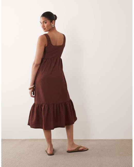 Mama.licious Brown Mamalicious Maternity Sleeveless Nursing Button Function Jersey Midi Dress