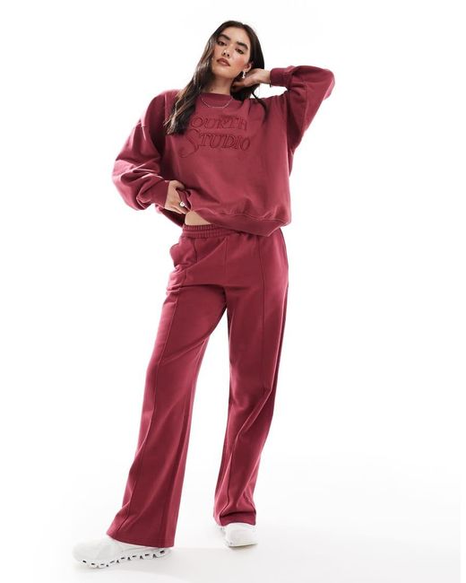 4th & Reckless Cotton Embroidered Logo Seam Front Trackies