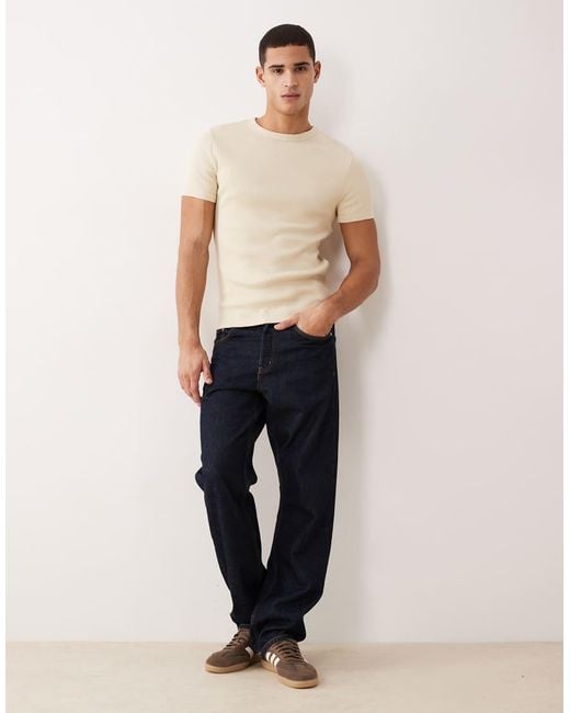 ASOS Natural Super Heavyweight Muscle Fit Rib T-shirt for men
