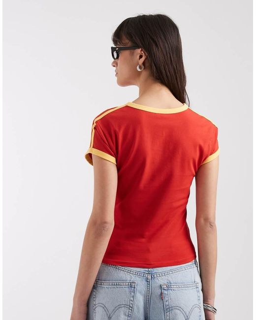 ASOS Red V Neck Baby Tee With Sports Graphic