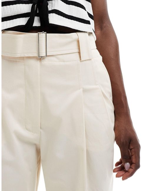 Mango White Belted Tailored Trouser