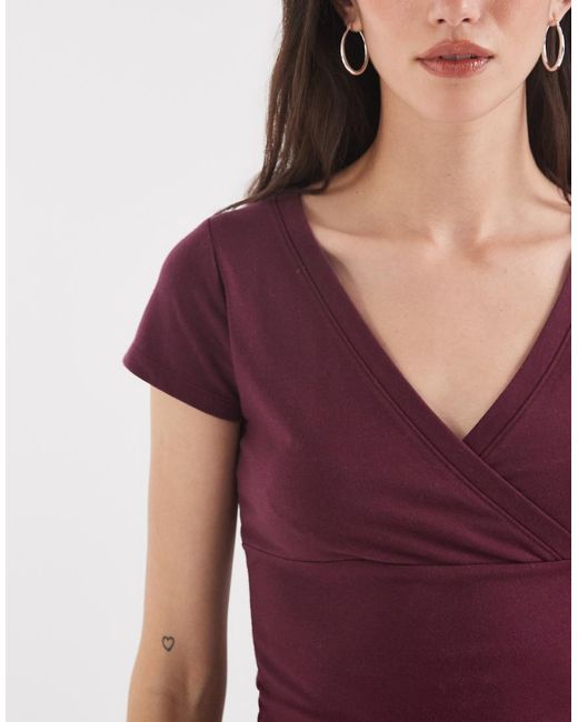 Hollister Purple V Neck Wrap Front Top