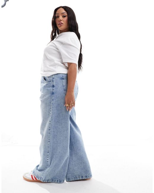 ASOS Blue Asos Design Curve Pull On Jeans