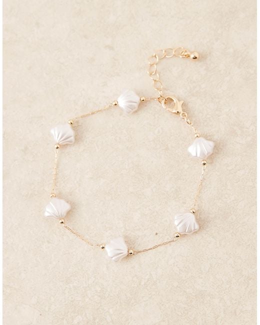 ASOS Brown Asos design curve – es armband mit zierperlen-muschel-anhängern