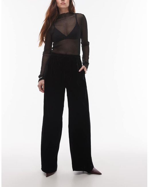 Joggers Negros Con Lazada En La Cintura De Terciopelo De TOPSHOP de color Black