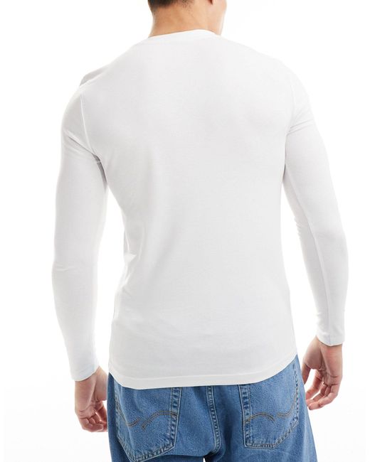 ASOS White 3 Pack Muscle Fit Crew Neck Long Sleeve T-shirts for men