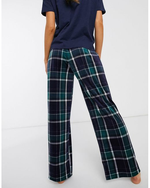 Synthetic Velour Check Pyjama Bottoms 