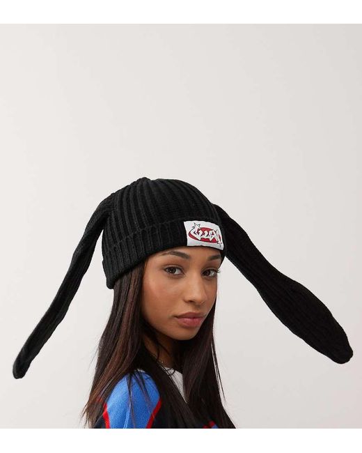 Collusion Black Knitted Skater Beanie With Ears