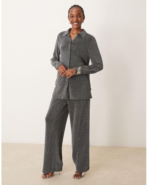 Chemise d'ensemble à manches longues avec paillettes Y.A.S en coloris Gray