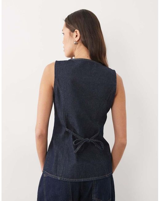 Threadbare Blue Crew Neck Denim Waistcoat