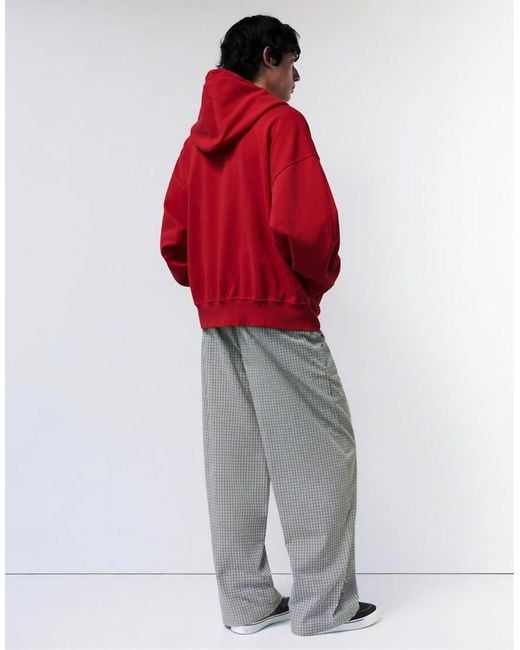 Pull&Bear Red Checked jogging Trousers for men